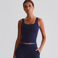 Gilet de Yoga pour femmes décolleté carré U dos Fitness beauté dos débardeur longue fronde coussin de poitrine pour la course à pied sport nu Logo personnalisé