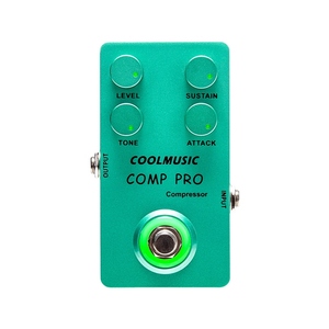 Pédale d'effet de <span class=keywords><strong>compresseur</strong></span> COOLMUSIC Pédale d'effet de guitare True Bypass avec 4 boutons rotatifs et interrupteur au pied pour guitare électrique basse - Product Image 1