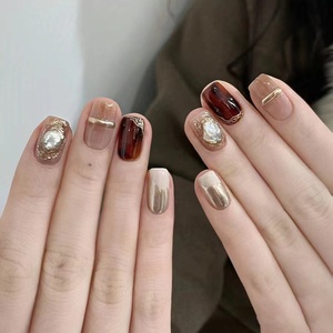 Patchs d'ongles unisexes pleine couverture style français, effet haut de gamme, nouvelle collection automne-hiver 2024, <span class=keywords><strong>manucure</strong></span> Pure Hand-Worn Armour <span class=keywords><strong>2023</strong></span> - Product Image 1