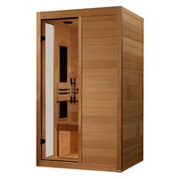 Sauna Inframerah Mewah Dalam Ruangan untuk 2 Orang, Kayu Hemlock Kanada, Panel Kontrol LED, Pusat Terapi Spa dan Wellness