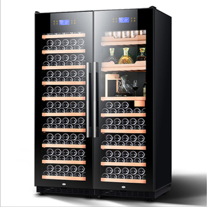 Bar Cabinet Wine Refrigerator Compressor Bar Cooler Beer Fridge Dual Zonehouse Hold Beech Wood Shelf Wine Cabinet