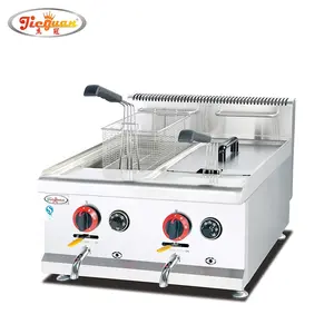 14+14L table top LPG Gas temperature-control deep Fryer with 2 tank