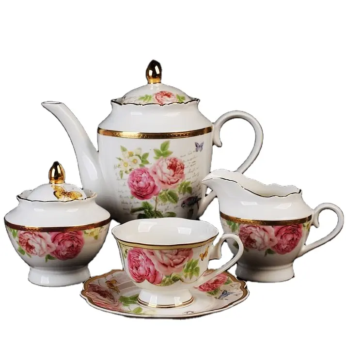 Guangxi Sanhuan vaso in ceramica Set da tè in porcellana GXKC cinese New Bone China tazza Vintage Set da caffè e tè supporto decalcomania rosa divisa