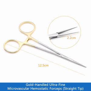 Pinzas Hemostáticas con Mango Dorado, Pinzas Mosquito, Instrumentos Quirúrgicos para Desbridamiento y Sutura, Pinzas Vasculares de 12.5 cm - Product Image 5
