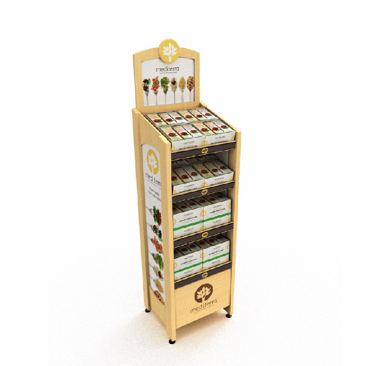 Customized Pinewood Shop Display Unit Candy Stand with Levelers for Candy Stores Supermarket Shelves — view 3