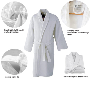 Waffle bianco <span class=keywords><strong>accappatoio</strong></span> 100% cotone scialle colletto hotel spa waffle <span class=keywords><strong>accappatoio</strong></span> per <span class=keywords><strong>uomo</strong></span> e donna <span class=keywords><strong>accappatoio</strong></span> hotel di lusso - Product Image 4