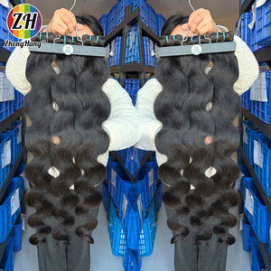 Lots de Cheveux Indiens Double Drawn Pas Chers, Ondulés, Vierge, Alignés dans le Sens de la Cuticule, Extensions de Cheveux Humains pour Vendeurs - Product Image 1