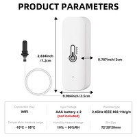Nouvelle version du capteur intelligent de température et d'humidité Tuya WiFi avec sonde externe filaire alimentée par batterie pour usage domestique, enregistrement des données T&H