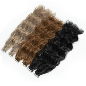 New arrival Chất lượng cao bán buôn băng trong phần mở rộng tóc lớp biểu bì phù hợp nguyên liệu Ấn Độ tự nhiên sóng tóc - Product Image 2