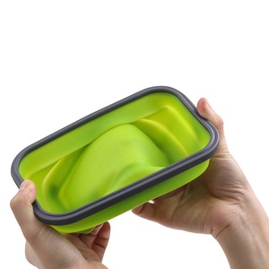 Juego de 3 contenedores de almacenamiento plegables de goma de silicona fiambreras plegables para almacenamiento conveniente de alimentos - Product Image 3