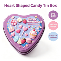 Boîte en métal en forme de cœur pour bonbons, motif gaufré 3D, conteneur de rangement en métal pour cadeaux de fête d'enfants, emballage de chocolat