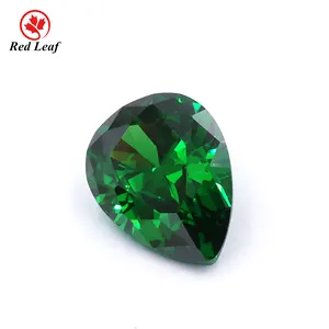 Redleaf jóias, alta qualidade gemas forma de pear cz cor verde zircônia cúbica