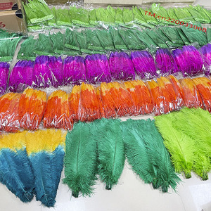 Оптовая продажа, фиолетовые белые синие оранжевые красные зеленые желтые смешанные цвета, декоративные перья из перьев из крыльев индейки для карнавала - Product Image 4