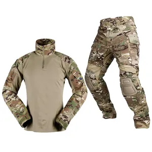 Fabrika özel G3 kamuflaj taktik giyim gömlek pantolon kurbağa takım Multicam savaş taktik üniforma diz pedleri ile