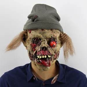 Nicro Kostum Pesta Prop Setan Wajah Penuh Realistis Manusia Menakutkan Wajah Jelek Vampir Zombie Lateks Halloween Topeng Menyeramkan