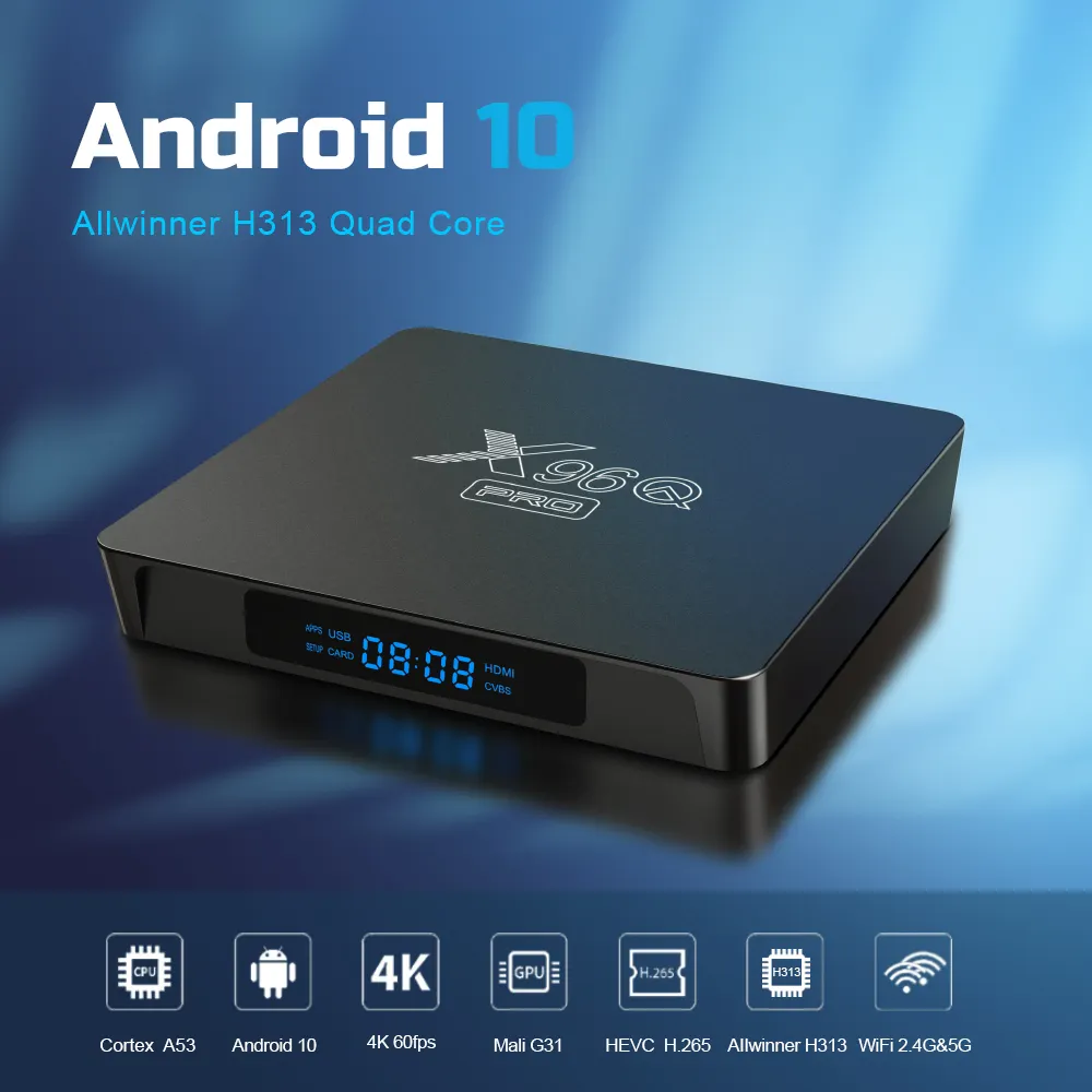 Tv Box Android 10.0 x96q pro with factory price Quad Core 2.4G 4k 1GB 8GB / 2GB 16GB smart tv android tv box in Set Top Box