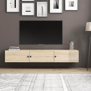 Soporte de <span class=keywords><strong>TV</strong></span> flotante con luces <span class=keywords><strong>LED</strong></span> Mueble de <span class=keywords><strong>TV</strong></span> montado en la pared de 71 ''con puerta Centro de consola multimedia Estante de almacenamiento grande - Product Image 3