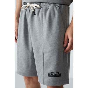 Conjunto de Pantalones Cortos Básicos para Hombre, de Algodón Gris Melange, Gruesos, Suaves y Texturizados, Corte Holgado - 85259 - Gb melange/gb melange - Product Image 4