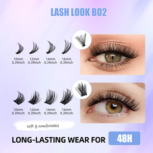 Extensions <span class=keywords><strong>de</strong></span> <span class=keywords><strong>cils</strong></span> naturels épaissis DIY pour le commerce international, faux <span class=keywords><strong>cils</strong></span> en sections, bouquets individuels pour mariages, 30-40 pièces - Product Image 2