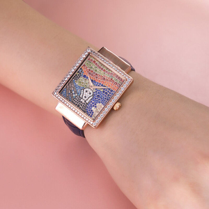 Reloj <span class=keywords><strong>de</strong></span> Cuero Azul con Calavera <span class=keywords><strong>de</strong></span> Ghostface <span class=keywords><strong>de</strong></span> Horror Personalizado, Reloj <span class=keywords><strong>de</strong></span> Cuarzo con Moissanita CZ VVS para Damas - Product Image 6