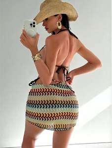 Conjunto de Bikini de Tres Piezas a Rayas, Estilo Nuevo y Moderno 2026, Sexy, para Vacaciones en la Playa, Traje de Baño Separado sin Tirantes - Product Image 3