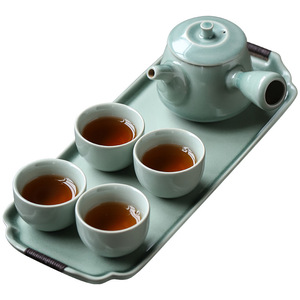 Juego de té de cerámica Shangyan, 2 piezas, tetera y tazas, estilo chino retro, para uso en el hogar u oficina, diseño simple y elegante - Product Image 3