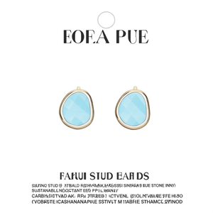 Fashion <b>Stud</b> <b>Earrings</b> 316L Stainless Steel PVD Gold Plating Sustainable Resistant <b>Blue</b> Stone Inlay - Product Image 2