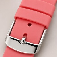 Bracelet de montre en silicone souple durable de qualité supérieure, imprimé UV, rose corail, bleu ciel, bracelet de remplacement, boucle argentée, montre de sport tendance