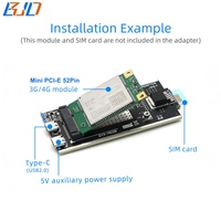 Adaptateur de module sans fil USB 2.0 Type-A vers Mini PCI-E MPCIe avec 1 emplacement pour carte SIM, 2 antennes et étui de protection pour modem 3G 4G LTE WWAN