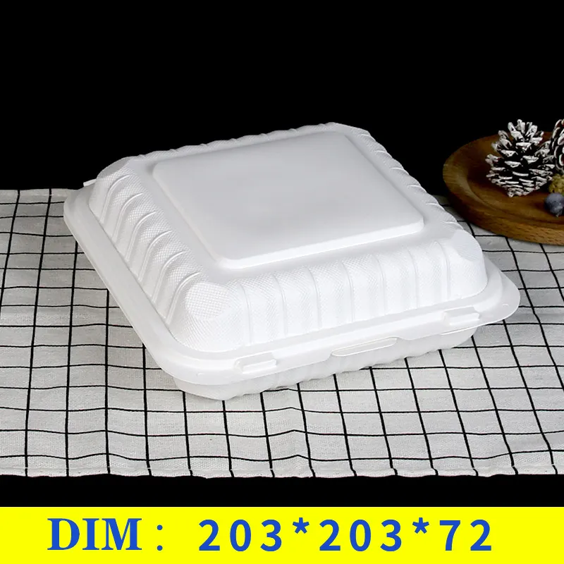 8*8 American Hamburger box PP plastic food containers can be microwave white takeout bento box wholesale