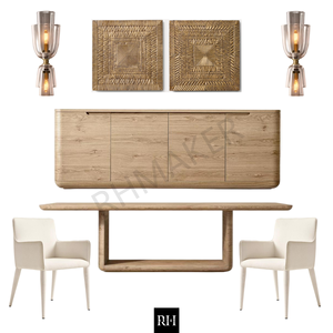 Fábrica de Muebles RHMAKER RH, Juego de Muebles de Comedor de Madera Maciza de Roble Bora Rectangular, Estilo Americano, Personalizado para Villa - Product Image 1