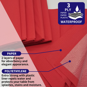 Nappes en <span class=keywords><strong>papier</strong></span> jetables écologiques 3 plis Rouge Chine 54'*108' pour hôtels et restaurants - Product Image 6