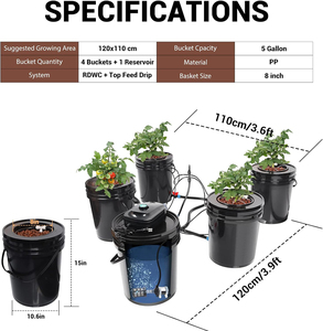 RDWC-Sistema de cubo hidropónico para cultivo en aguas profundas, kit de sistema de cultivo con bomba de agua, bomba de aire - Product Image 2