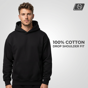 Sweat-shirt à capuche unisexe en coton 100% à épaules tombantes, surdimensionné, personnalisable, lourd, vierge, pour broderie - Product Image 1