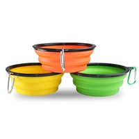 32oz 1L Grand Silicone Voyage Chien eau Pliable Pliable bols pour animaux de compagnie avec mousqueton