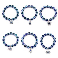 EYE Fashion Blue Eyes BraceletTurkish Glass Beads Handmade Elasticité Resin Bracelet Jewelry