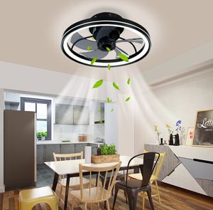 モダンなLEDファンランプ、DCモーターとリモコン付き、110V、鉄製ケージデザイン、寝室、リビング、ダイニングルームでの屋内使用に最適 - Product Image 1