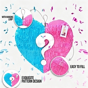 Piñata Personalizada con Forma <span class=keywords><strong>de</strong></span> Corazón y Signo <span class=keywords><strong>de</strong></span> Interrogación para Revelación <span class=keywords><strong>de</strong></span> <span class=keywords><strong>Género</strong></span>, Piñata Ecológica Rosa y Azul para Fiestas <span class=keywords><strong>de</strong></span> Revelación <span class=keywords><strong>de</strong></span> <span class=keywords><strong>Género</strong></span> y Baby Shower - Product Image 2