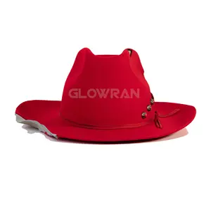 Glowran hochwertige Wolle im westlichen Stil rot Damenrot Cowboy-Hüte niedriges MOQ individuelles Logo