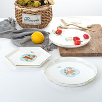 Assiette de service en porcelaine fine pour cérémonie du thé, plateau de collation irrégulier pour la maison