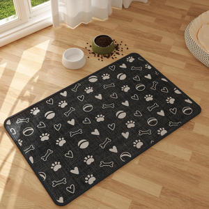 Tapis pour animaux de compagnie élégant en tissu noir, motif animal, imitation lin, nettoyage facile, disponible en 40x60cm, 50x80cm, 60x90cm, 80x120cm - Product Image 2