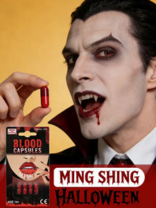 Capsules et pilules de sang en gel de silice écologiques pour Halloween, accessoires de cosplay de vampire, accessoires de farces - Pack de 4 par Jokez 'n' Prankz - Product Image 3