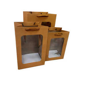 Personalizado barato de China al por mayor logotipo impreso ramo de flores de embalaje de papel de fondo cuadrado Kraft bolsas de regalo con asas - Product Image 2