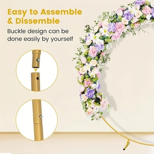 Arche circulaire en métal LANJO Chic Event Centerpiece avec présentation florale et boules lumineuses suspendues pour la décoration de réception de mariage - Product Image 6