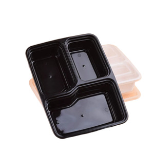 Customized Plastic Blister To Go Disposable Packaging Lunch Box 3 Compartment Food Container