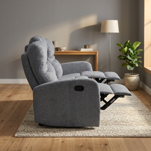 Juego de sofá reclinable de cuero de diseño personalizado moderno de gama alta, tapicería de tela funcional con marco de metal a la venta - Product Image 4