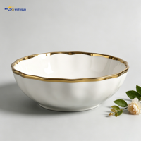 Service de table en porcelaine à bord doré, 20 pièces, jetable, résistant à la chaleur, compatible lave-vaisselle, style européen, kit d'ustensiles, pour la remise des diplômes