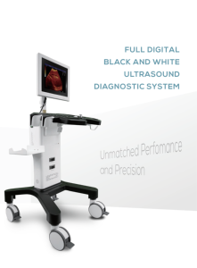 Système d'échographie diagnostique numérique complet noir et blanc sur chariot, conçu pour les animaux de compagnie, Dawei DW-350 - Product Image 2
