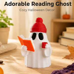 Taza de café con figura decorativa de lector fantasma de Halloween impresa en 3D de PLA, éxito de ventas transfronterizo, con sombrero rojo - Product Image 5