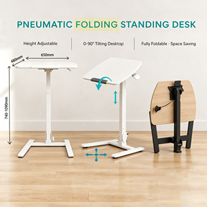 Mesa <span class=keywords><strong>Plegable</strong></span> con Resorte de Gas para Ahorrar Espacio, Altura Ajustable, Carro Móvil para Portátil Junto a la Cama - Product Image 1